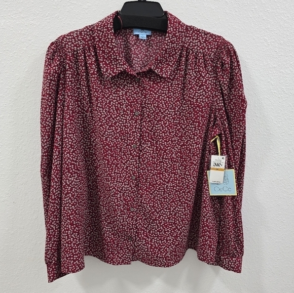 CeCe Tops - CeCe Long Sleeve Button-Down Floral Blouse with Collar Size 3X.